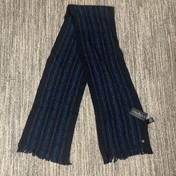 Fraas The Scarf Company Men’s 100% Wool Scarf Navy Blue 35.5" New‎ with tags - Picture 1 of 5